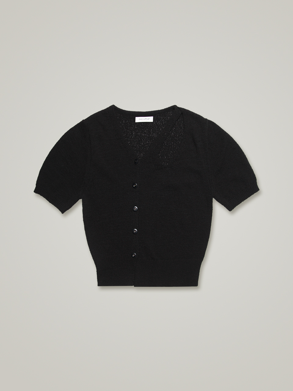 comos 843 neck cut-out short-sleeved cardigan (black)