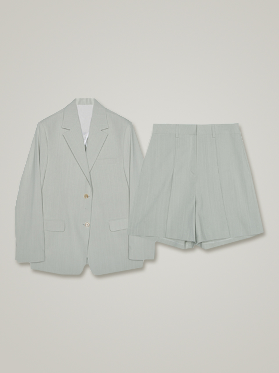 (set) Slub Single Jacket (Light Mint)+Slub Pintuck Shorts (Light Mint)