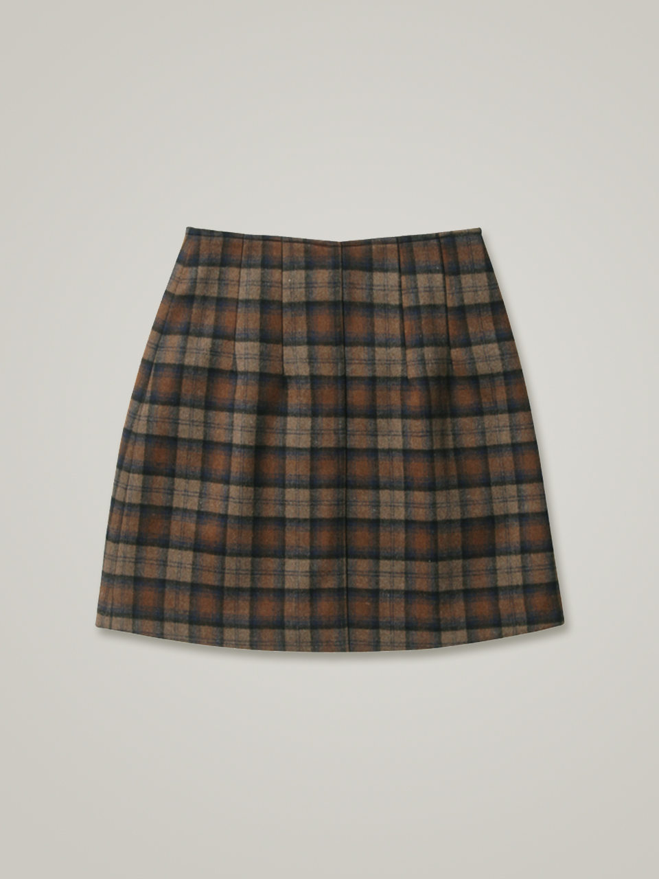 comos&#039;450 wool check mini skirt (brown)